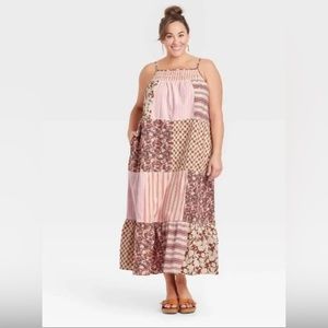 Universal Thread Patchwork Tiered Maxi Dress. Rose Pink. Size 4X